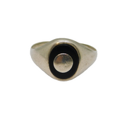 Sterling Silver Black Onyx Agate Studio Signet Band Ring Vintage c1970 Size W