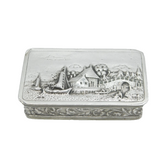 Edwardian Sterling Silver Sailing Scene Snuff Box Antique 1906 Birmingham