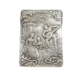 Edwardian Sterling Silver Regency Scene Card Case Antique 1904 Birmingham