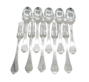 Pierre Harache William III Sterling Silver Set of Dog Nose Spoons & Forks 1694