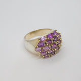Sterling Silver 19 Amethyst Wide Front Statement Ring Vintage c2000 Size U 1/2
