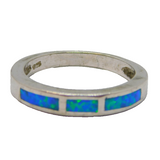 Sterling Silver Synthetic Turquoise Dress Band Ring Vintage c1970 Size O 1/2