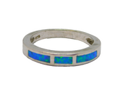 Sterling Silver Synthetic Turquoise Dress Band Ring Vintage c1970 Size O 1/2