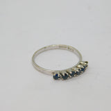 Sterling Silver 6 Sapphire Half Eternity Band Ring Vintage 1980 Size K 1/2