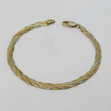 Italian Sterling Silver Tri-Colour Gilt Woven Bracelet Vintage c1990s