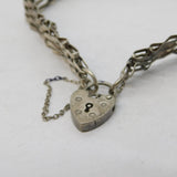 Sterling Silver Gate Link Heart Lock Charm Bracelet Vintage 1980 London