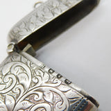 Victorian Sterling Silver Floral Pattern 'Good Luck' Vesta Case Antique 1899