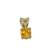 Sterling Silver Round Citrine Small Charm Pendant Vintage c1970s