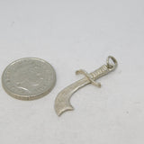 Sterling Silver Scimitar Sword Charm Pendant Vintage c1970