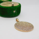 Sterling Silver Pave Set CZ Double-Sided Charm Pendant Vintage c1970