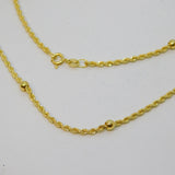 New 9ct Yellow Gold Rope & Bead Chain Necklace 44cm or 18" Length