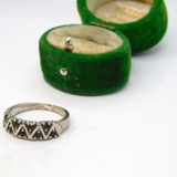 Sterling Silver Smoked Topaz ZigZag Design Ring Vintage c1970 Size P