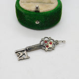 Sterling Silver 21st Birthday Key Charm Pendant Vintage c1970