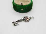 Sterling Silver 21st Birthday Key Charm Pendant Vintage c1970