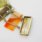 Victorian Scottish Sterling Silver Gilt Agate Set Panel Bracelet Antique c1880s