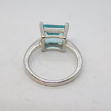 Sterling Silver & Cushion Cut Blue Topaz Dress Ring Vintage c2000s