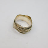 Sterling Silver Triple Patterned Bands Wavy Spinning Ring Modern c2000 Size R
