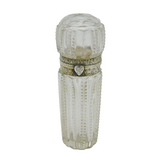 19th Century French Sterling Silver & Cut Glass Scent Bottle Antique c1840s
