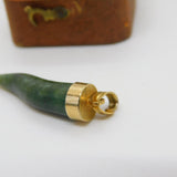 Rolled Gold Carved Nephrite Jade Tooth or Claw Brooch Vintage c1960