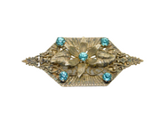 Scottish Sterling Silver Blue Paste Floral Statement Brooch Pin Vintage c1950
