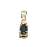 Sterling Silver Sapphire & White Topaz Simplistic Drop Pendant Vintage c1970s