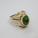 Sterling Silver Domed Green Jasper Studio Dress Ring Vintage c1970 Size K 1/2