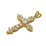 Sterling Silver Gilt & Paste Set Cross Pendant Vintage