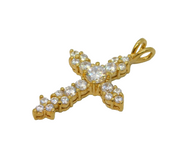 Sterling Silver Gilt & Paste Set Cross Pendant Vintage