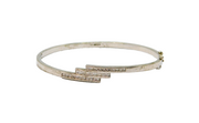 Sterling Silver Three Tier CZ Art Deco Style Hinged Cuff Bangle Modern c1990s