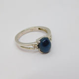 Sterling Silver Star Sapphire Cabochon Dress Ring Vintage c1970 Size N