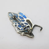 Art Nouveau Style Sterling Silver Blue Enamel Fairy Brooch Vintage