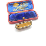 Sterling Silver Cabochon Tiger's Eye Set Brooch Antique c1930 Art Deco