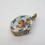 Egyptian .800 Standard Silver & Enamel Moses Basket Pendant Antique Art Deco