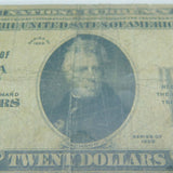 USA First National Bank of Marietta Twenty Dollar Banknote Antique 1929