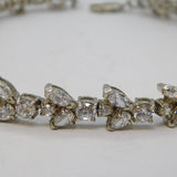 Sterling Silver & Crystal Set Floral Tennis Bracelet Vintage c1990s