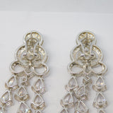 Pair of Large Sterling Silver Crystal Set Sparkling Statement Earrings Vintage
