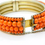 19th Century Austro-Hungarian Sterling Silver Gilt & Coral Cuff Bangle Antique