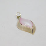 Sterling Silver Pink Shell Effect Curved Charm Pendant Contemporary c1990s