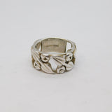 Sterling Silver Deco Style Patterned Identity Band Ring Modern c1999 Size N