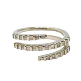 Sterling Silver Multi-Stone Diamond Wrap Around Dress Ring Vintage c1990 Size S