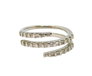 Sterling Silver Multi-Stone Diamond Wrap Around Dress Ring Vintage c1990 Size S