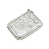 Victorian Sterling Silver Floral Hidden Image Vesta Case Antique 1874 Birmingham