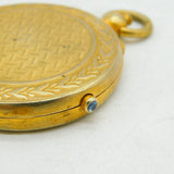 Edwardian Sterling Silver Gilt Floral Mirror Compact Fob Antique London