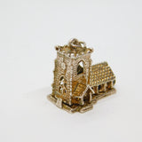 Sterling Silver Opening Church With Wedding Scene Charm Pendant Vintage c1970s