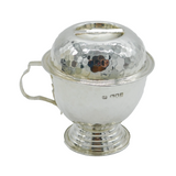 Edwardian Arts & Crafts Planished Sterling Silver Lidded Mug Antique London