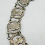 Edwardian Silver Plated Victoria & Edward Coin Crafted Panel Belt Antique c1910