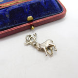 Sterling Silver Proud Stag with Antlers Charm Pendant Vintage c1970