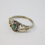 Sterling Silver Shell Set Swirl Pattern Dress Ring Vintage c1970 Size N 1/2