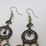 Sterling Silver Indian Style Colourful Glass Hook Earrings Vintage c1980