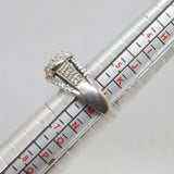 Sterling Silver CZ Cluster Centre Split Band Dress Ring Vintage c1990 Size L 1/2